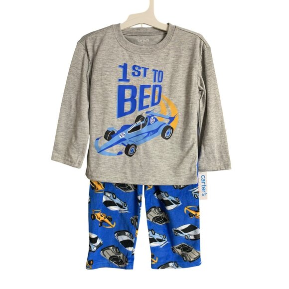 Carters Toddler Boy Race Car Themed Soft Polyester Pajama Set Size 18M - Picture 2 of 7